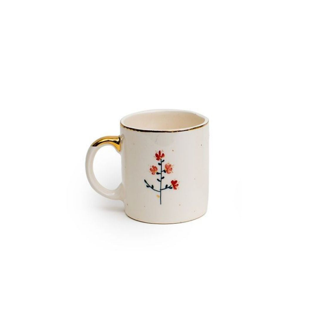 Hand-Drawn Ceramic Mug | Minimal Floral Design