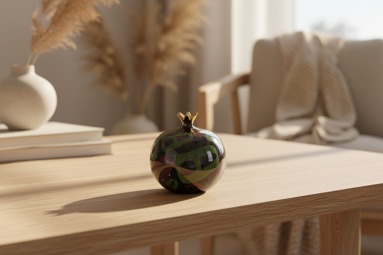 Black, Green And Red "H" Pomegranate