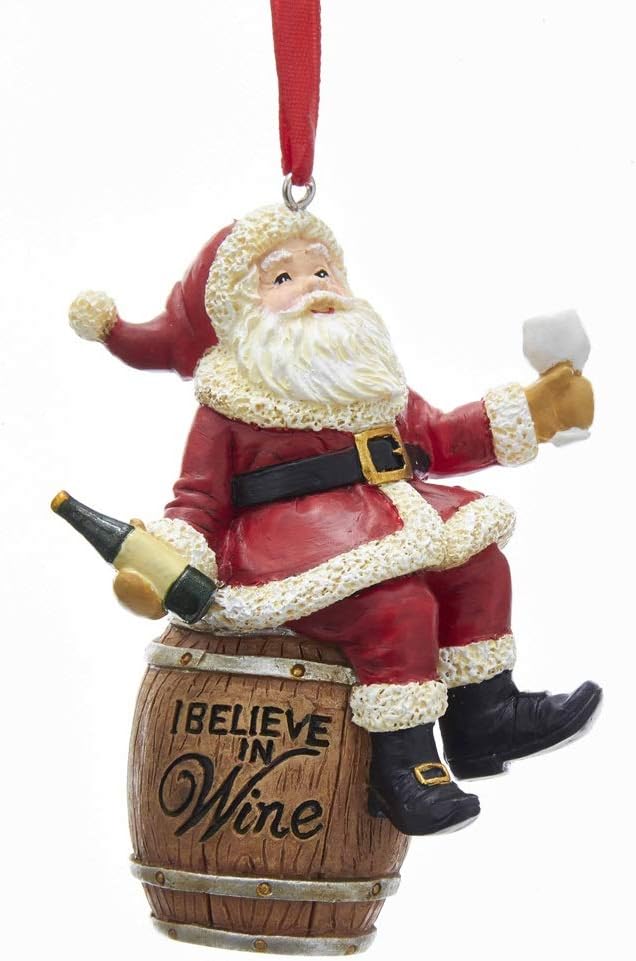 Santa I Believe In Wine Ornament