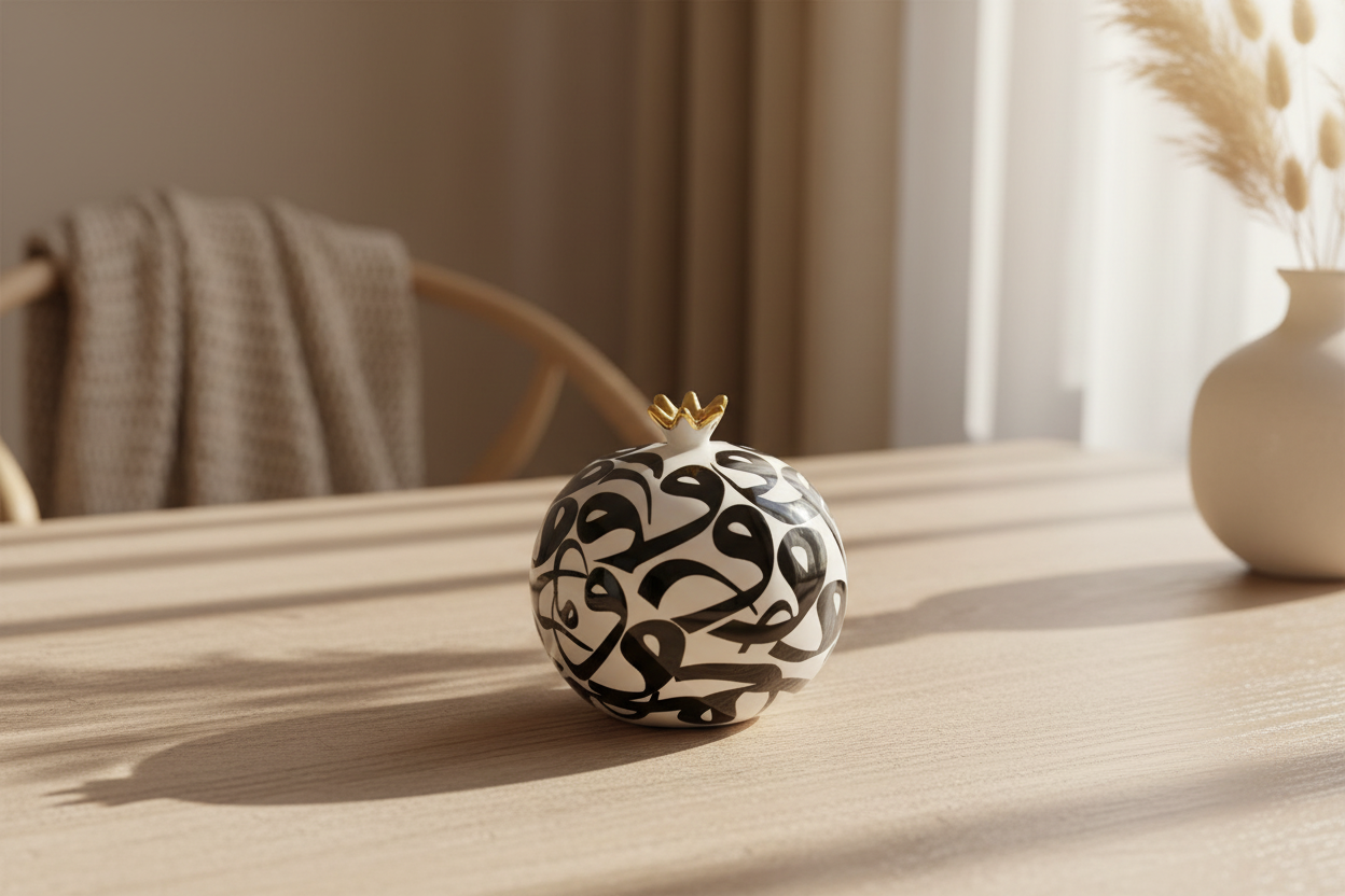 White And Black "V" Calligraphy Pomegranate