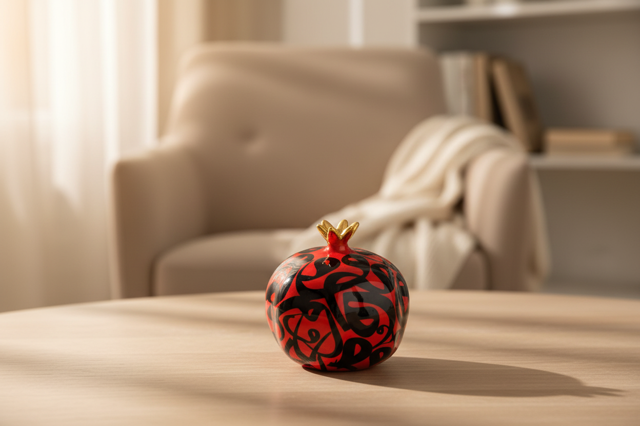 Red And Black "V" Calligraphy Pomegranate