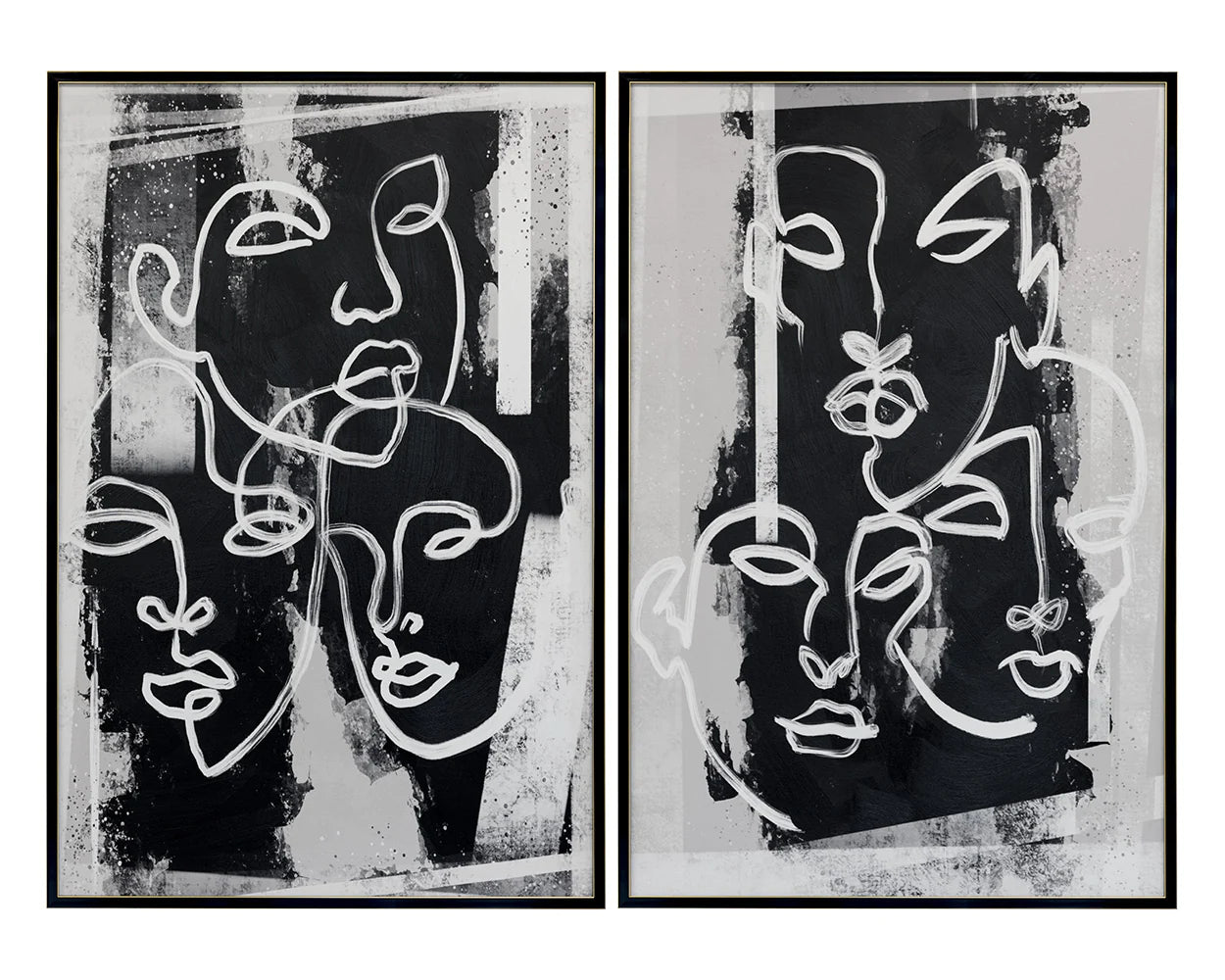 Face To Face Black And White Wall Art - Set Of 2