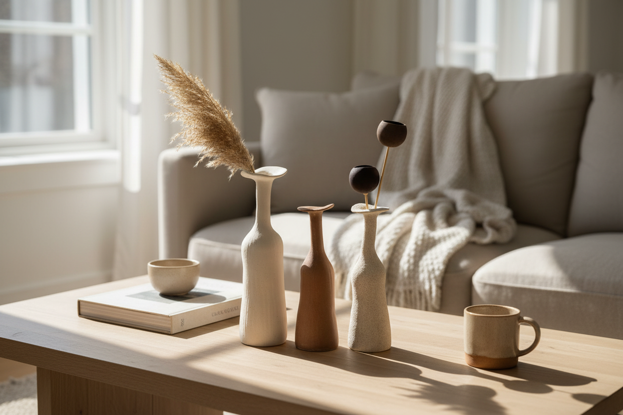 Organic Shaped Concrete Vase - Set of 3