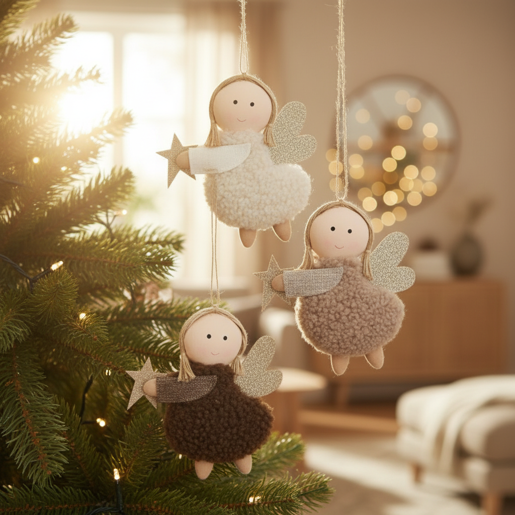 Angel Wool Ornaments - Set of 3