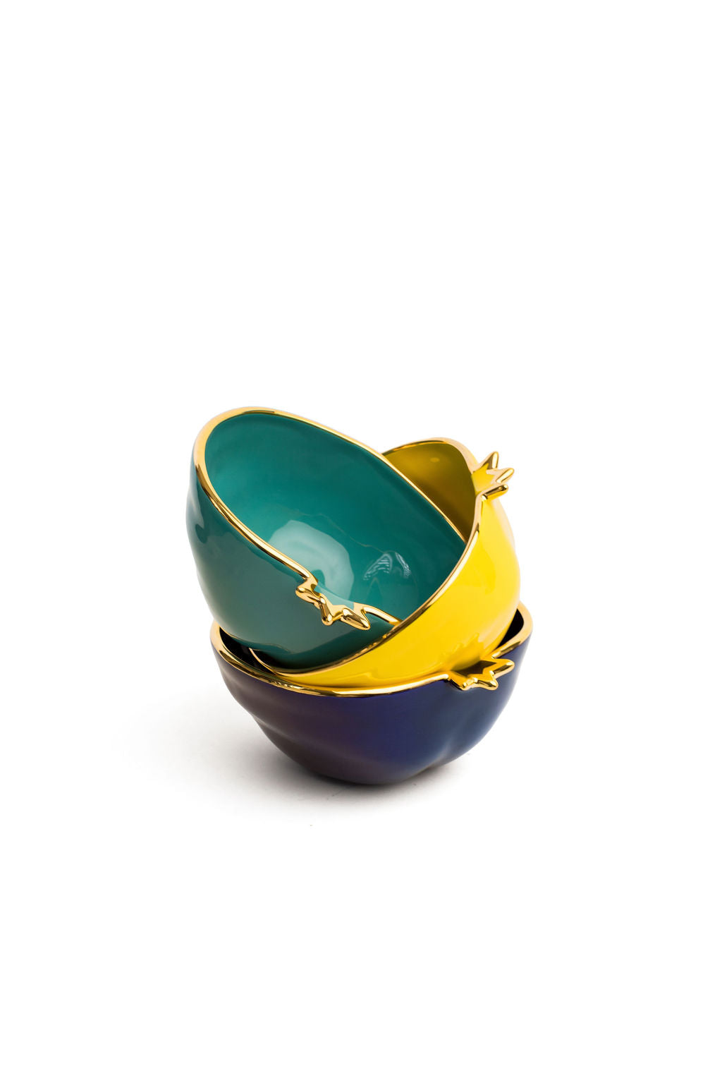 Gold Edge Colorful Ceramic Pomegranate Bowl