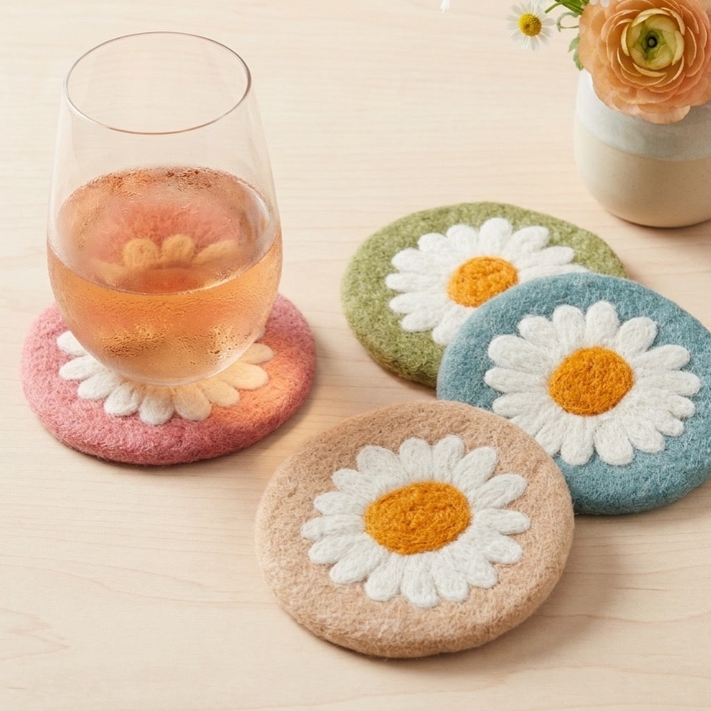 Daisy Felt Coaster Set Of 4