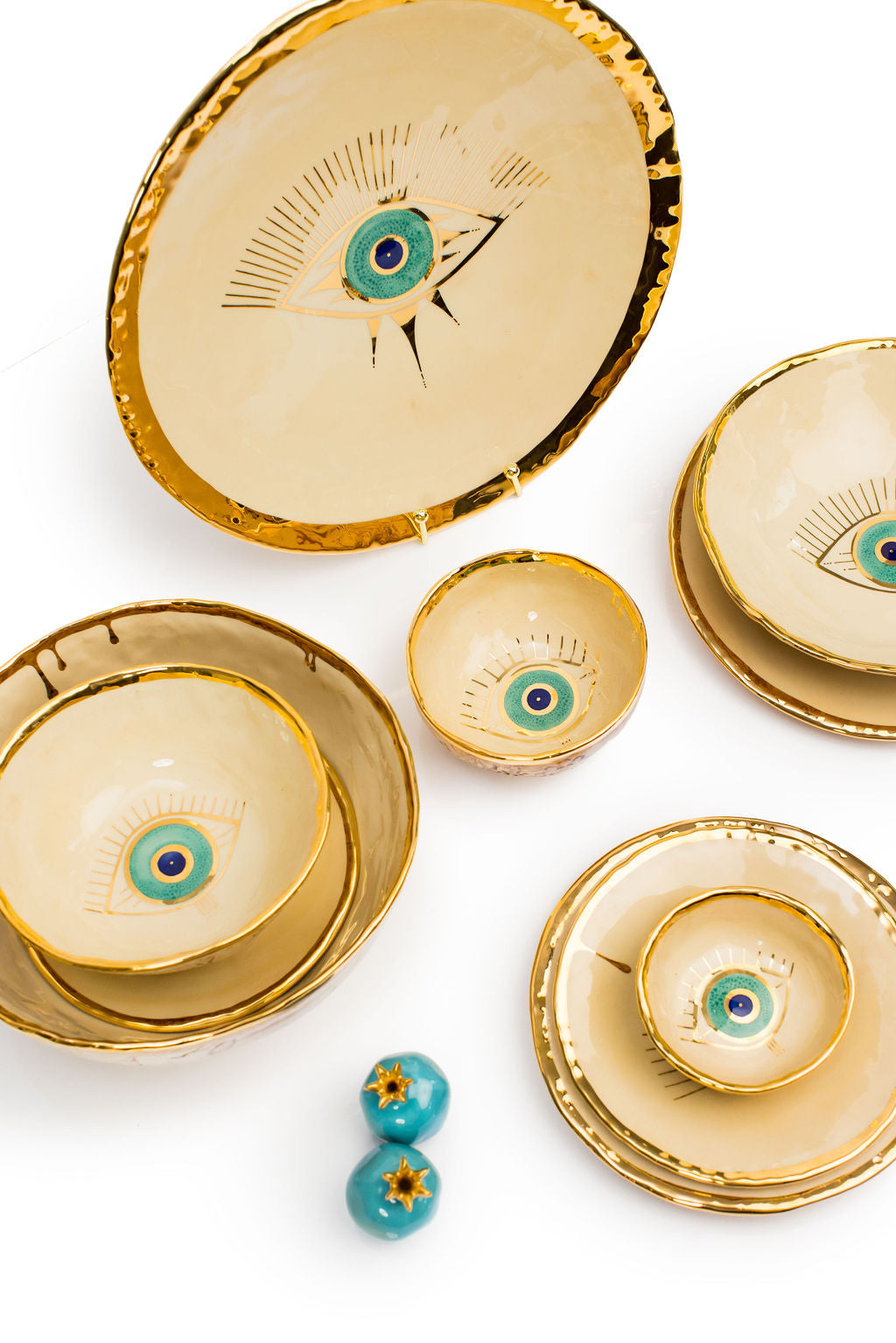 18K Gold Plated Bowls With Glazed Stamped Back