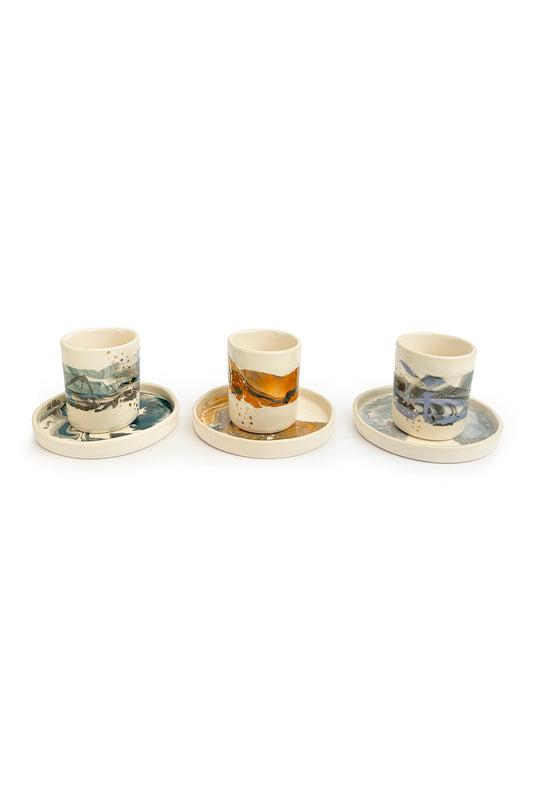 Pinched Shoreline Mug & Tray Set