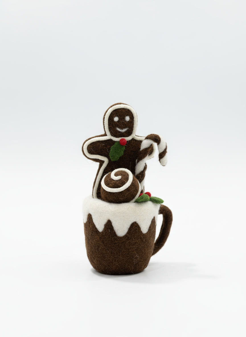 Felt Gingerbread Man in Mug