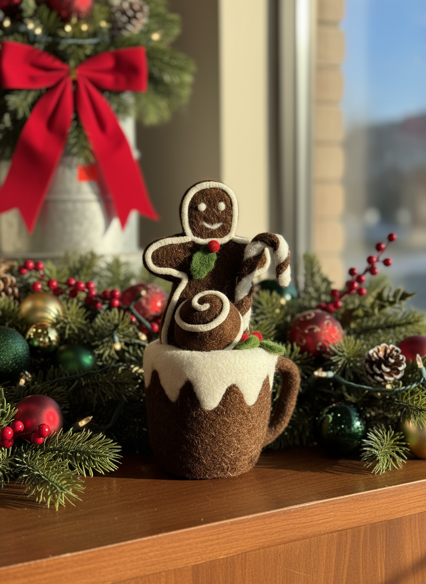 Felt Gingerbread Man in Mug