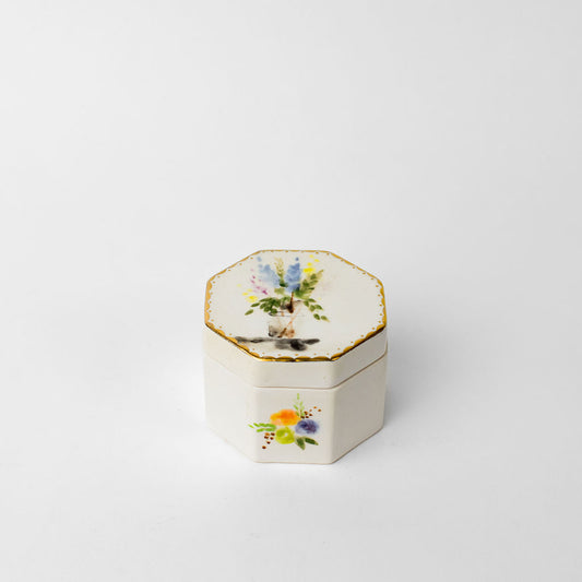 Small 3.5" Octagon Canister | Floral Design