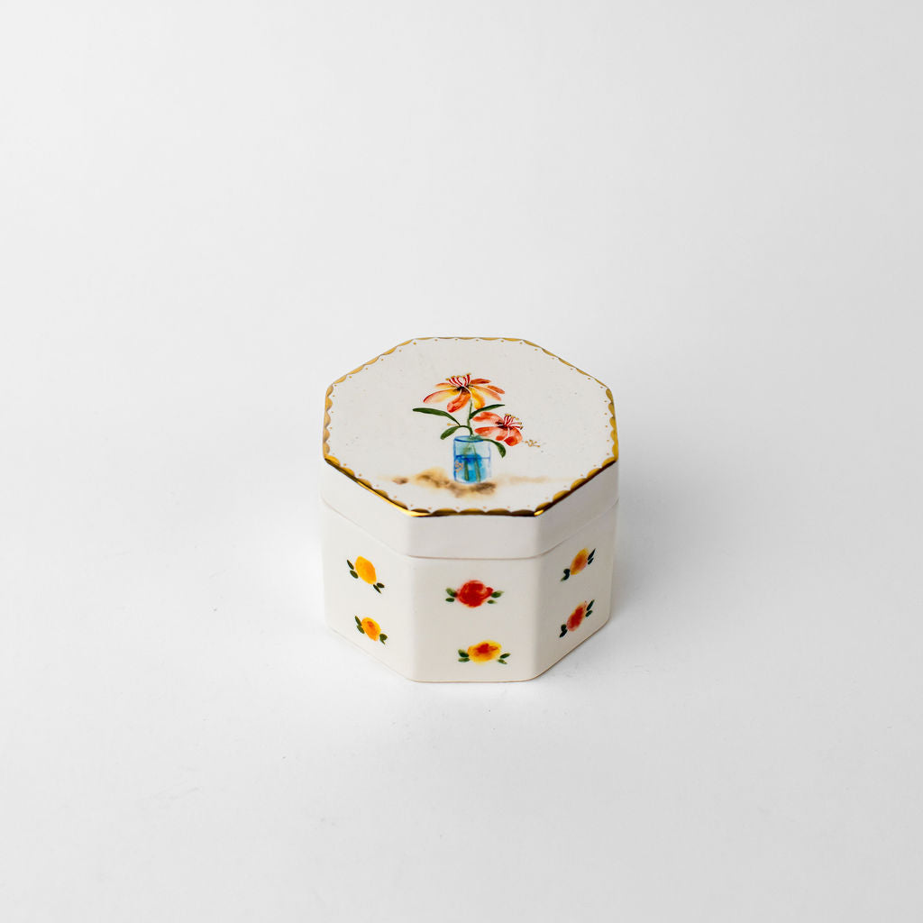 Small 3.5" Octagon Canister | Floral Design