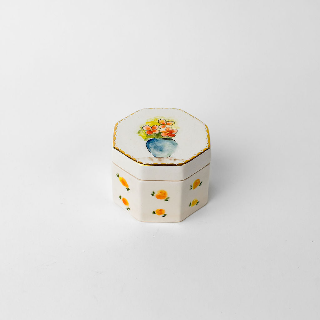 Small 3.5" Octagon Canister | Floral Design