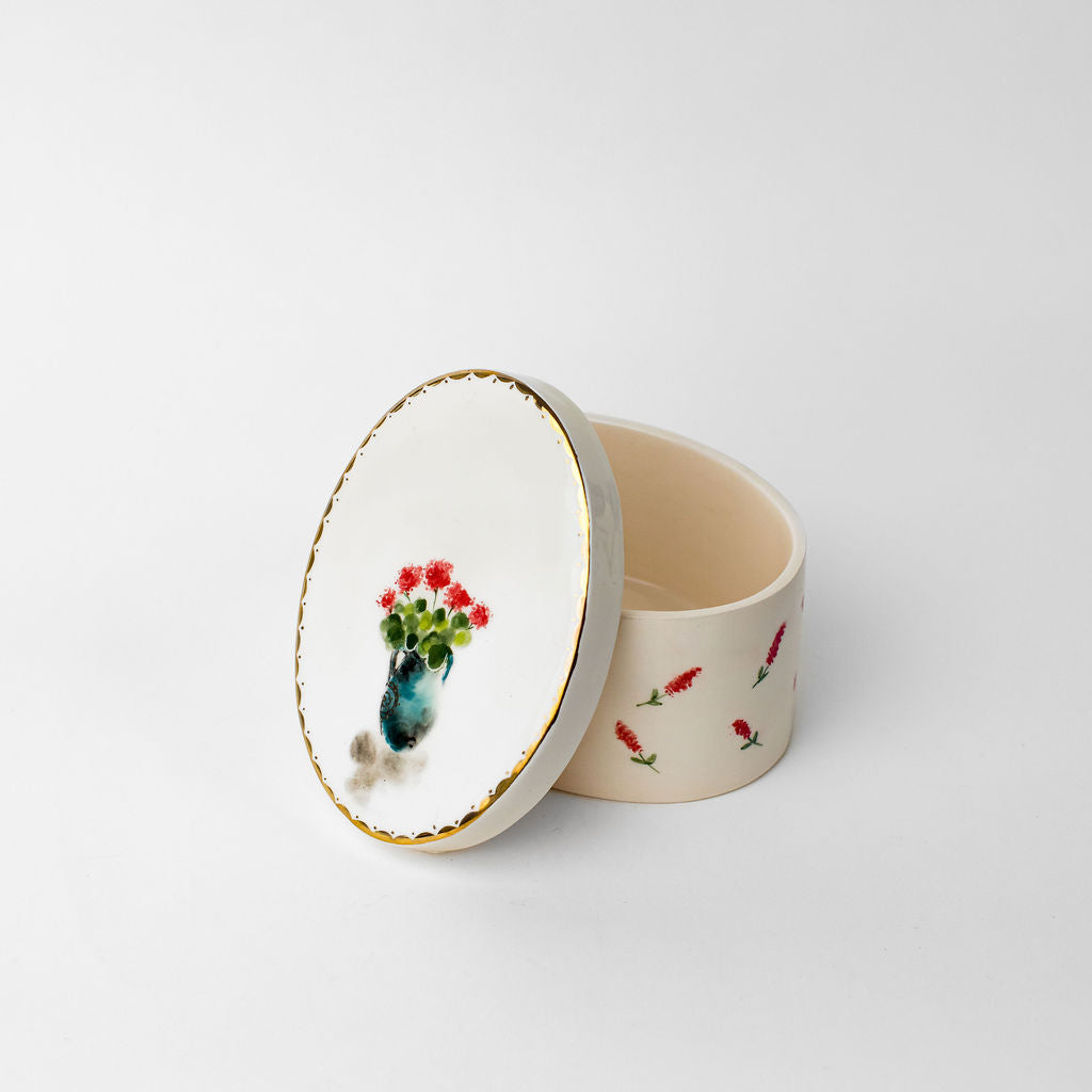 Large 4.5" Oval Canister | Floral Design