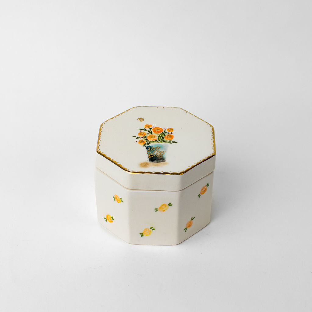 Large 5" Octagon Canister | Floral Design