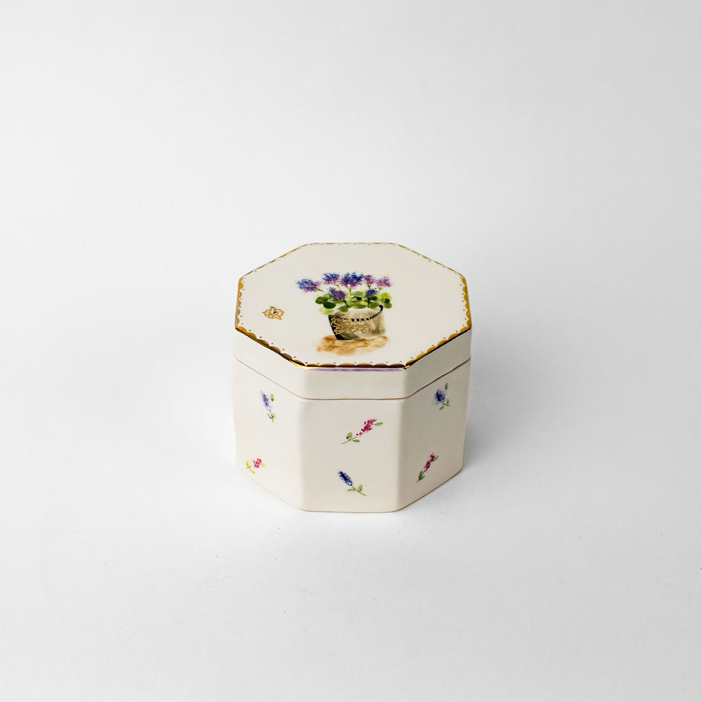 Large 5" Octagon Canister | Floral Design