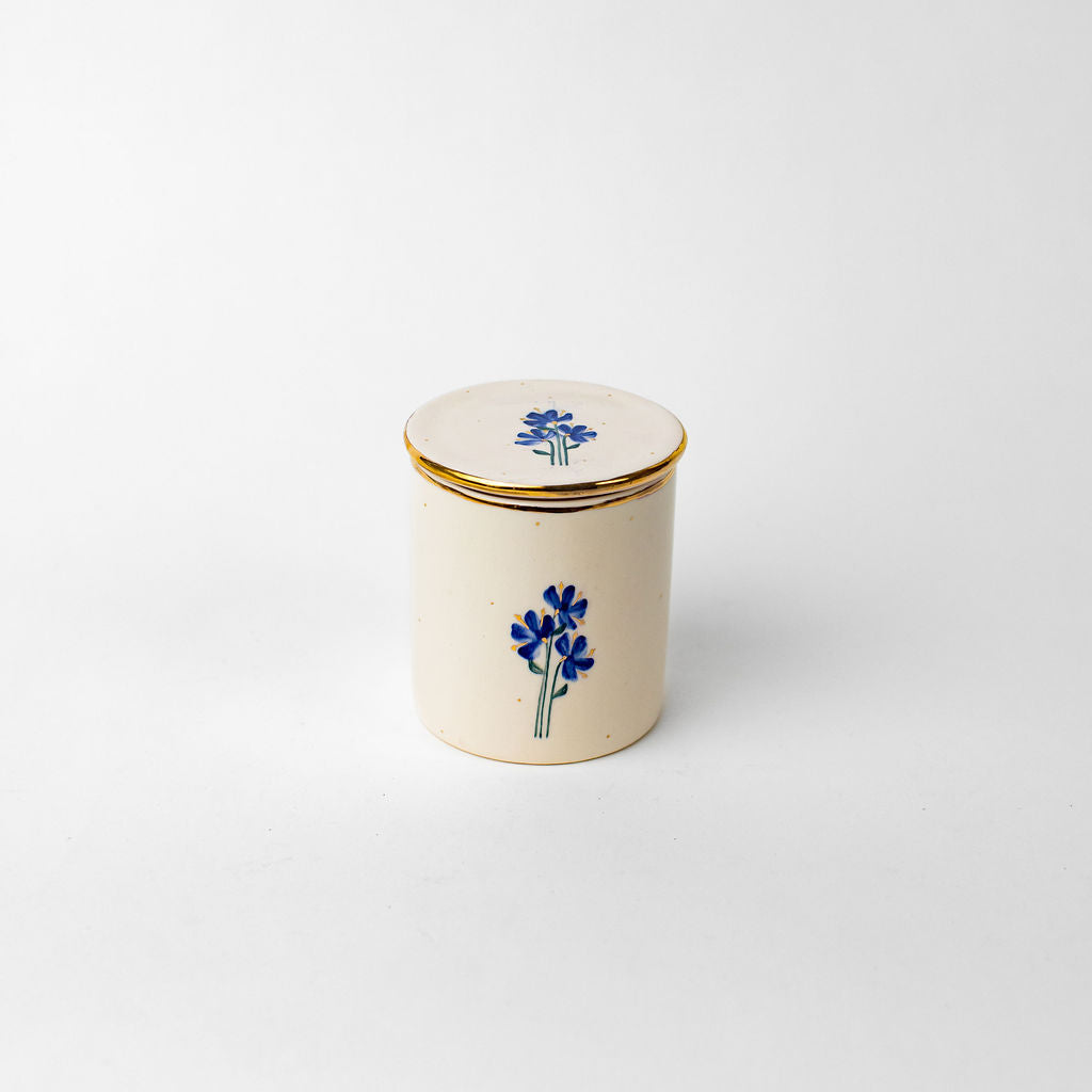 Small 3.5" Hand-Drawn Canister | Minimalist Floral Design