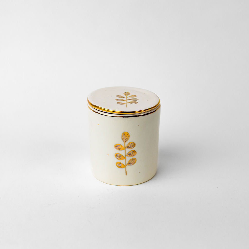 Small 3.5" Hand-Drawn Canister | Minimalist Floral Design