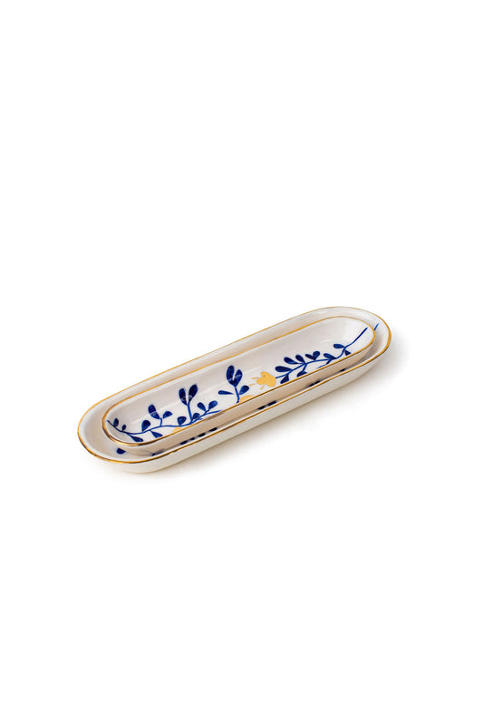 Floral Maan White Oval Trays