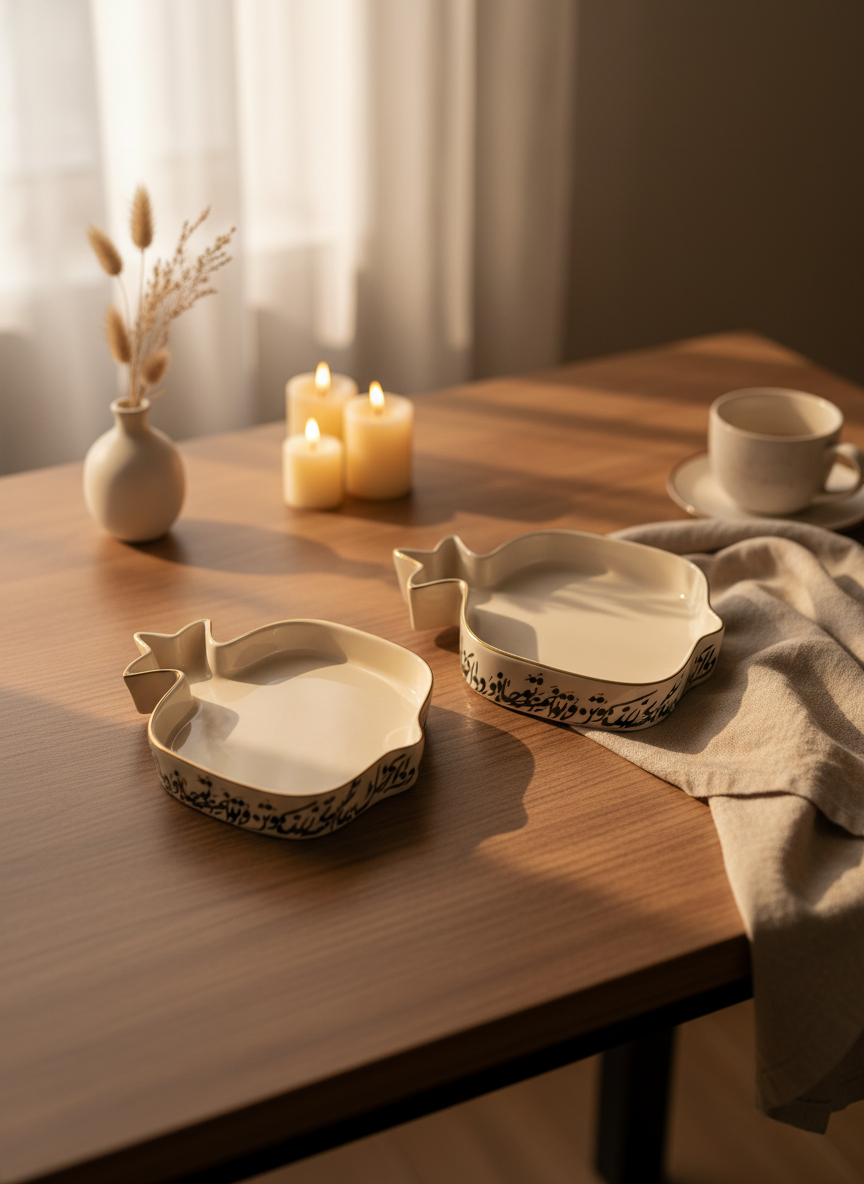 Black and White Pomegranate Bowl - Large 10"