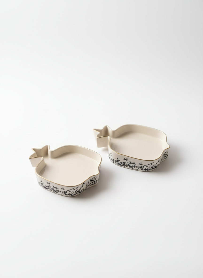 Black and White Pomegranate Bowl - Large 10"