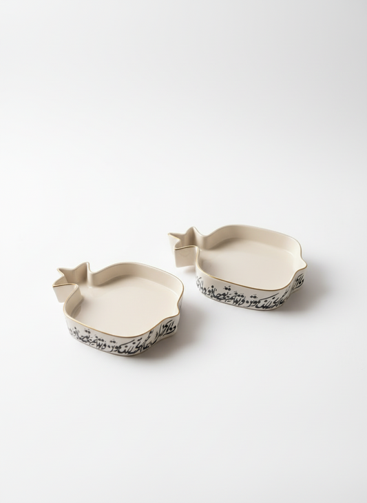 Black and White Pomegranate Bowl - Large 10"