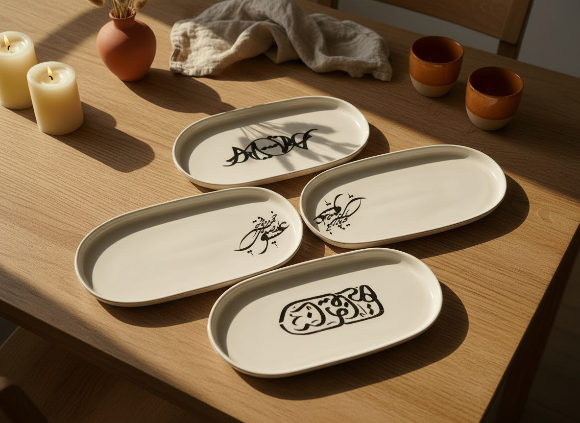 Black And White Oval Trays 10.5"