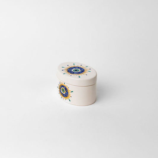 Small 4.5" Oval Ceramic Canister | Blue Eye Design