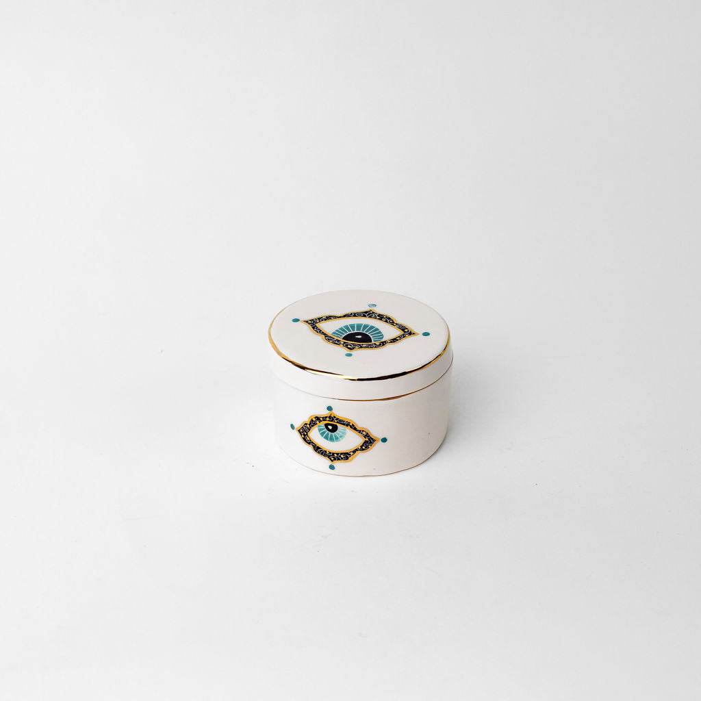 Small 4" Round Ceramic Canister | Blue Eye Design