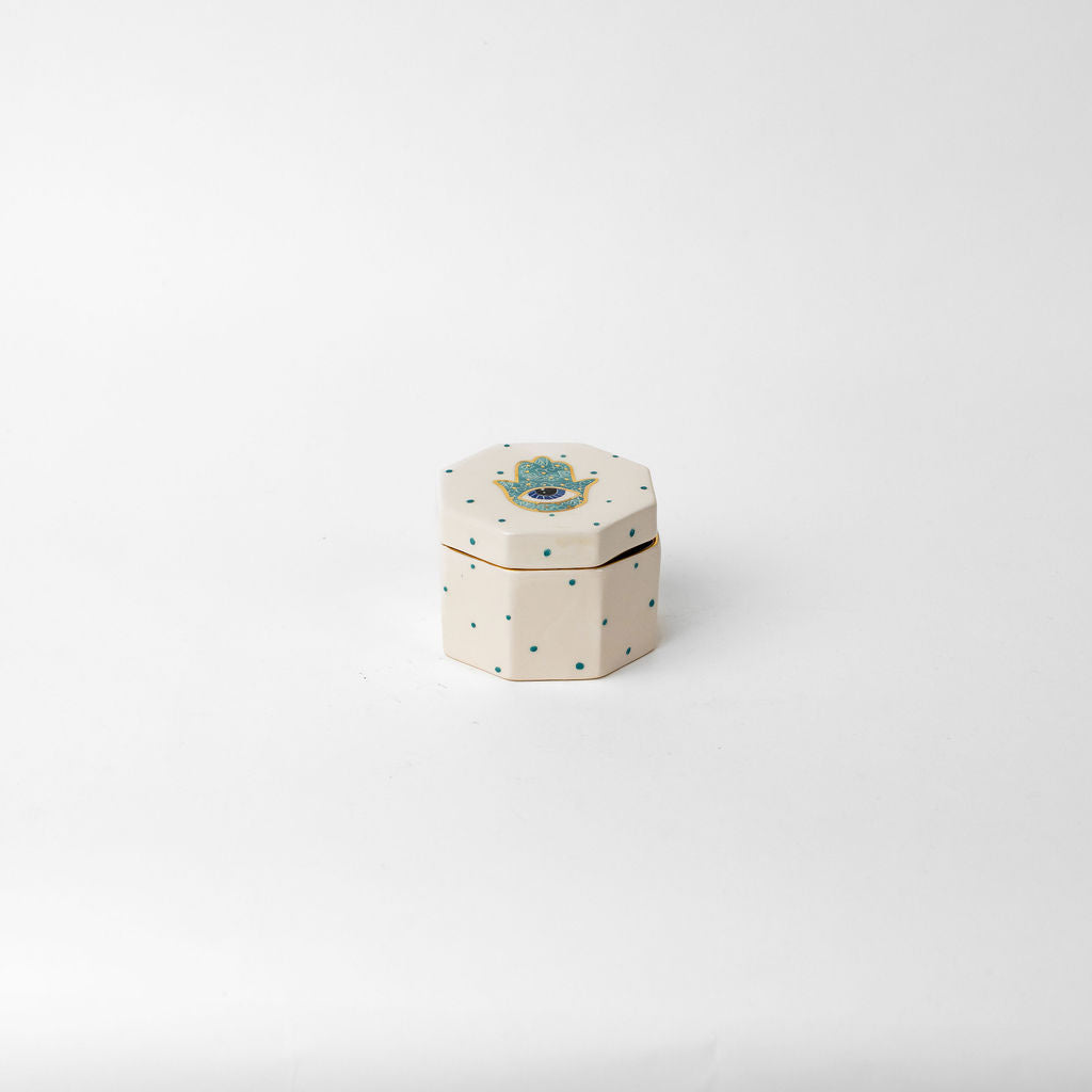 Small Octagon Blue Eye Canister