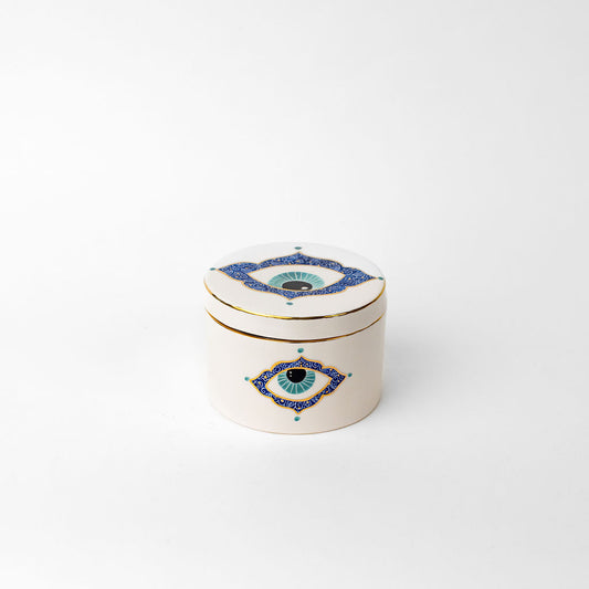 Round Blue Eye Canister