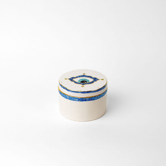 Round Blue Eye Canister