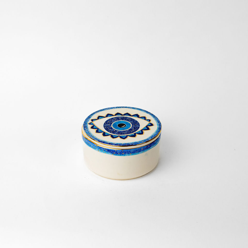 Large 5.5" Round Ceramic Canister | Blue Eye Design