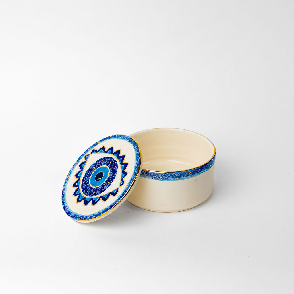 Large 5.5" Round Ceramic Canister | Blue Eye Design