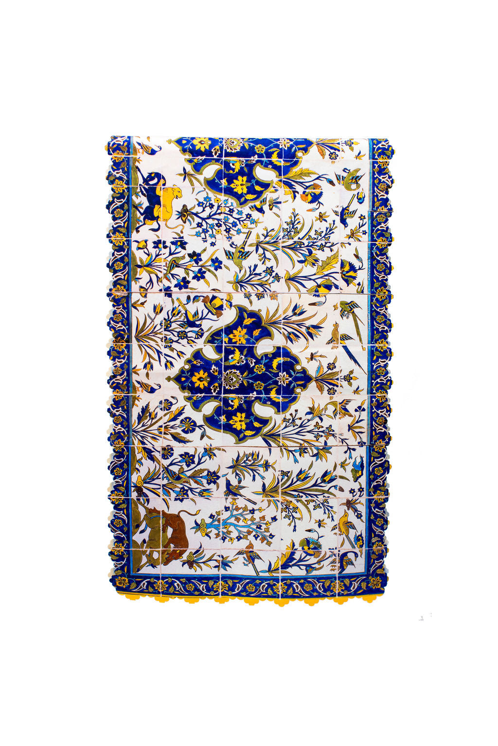 White and Blue Persian Garden Table Runner