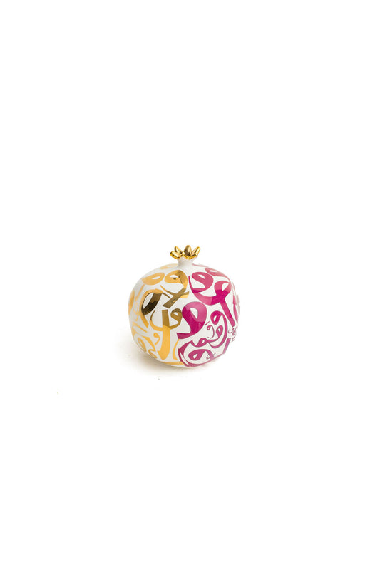 White, Gold And Pink "V" Calligraphy Pomegranate