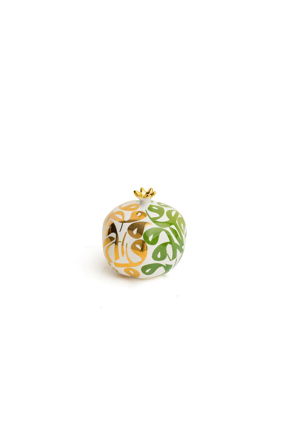 White, Gold And Green "V" Calligraphy Pomegranate