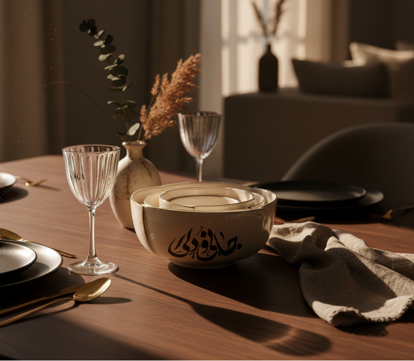 Black And White Calligraphy Tulip Bowl