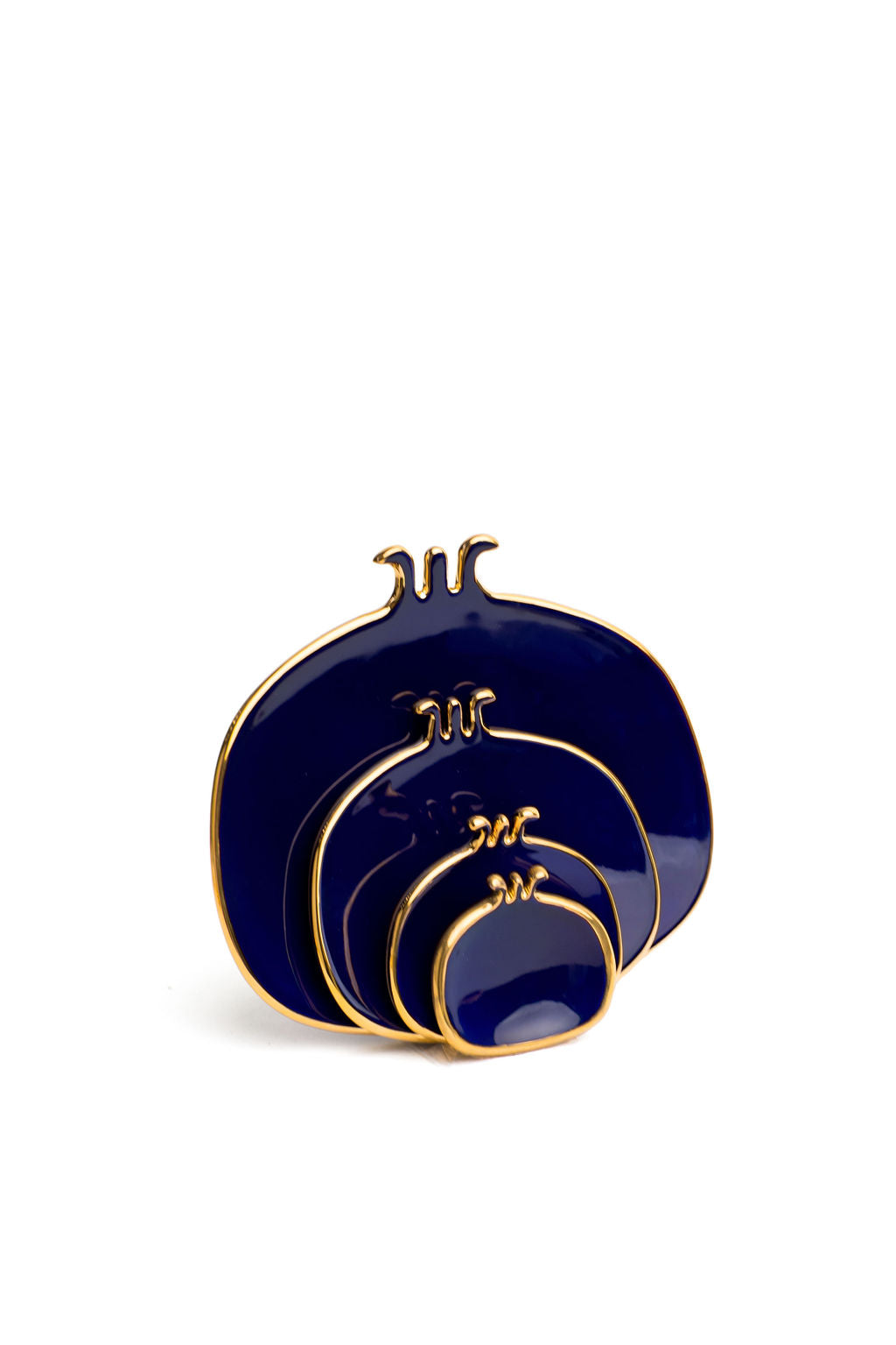 Navy And Gold Ceramic Pomegranate Plates