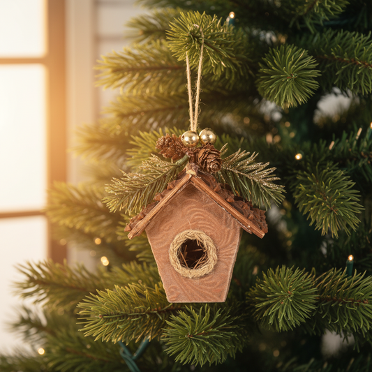 Birdhouse Velvet Pinecone Ornament