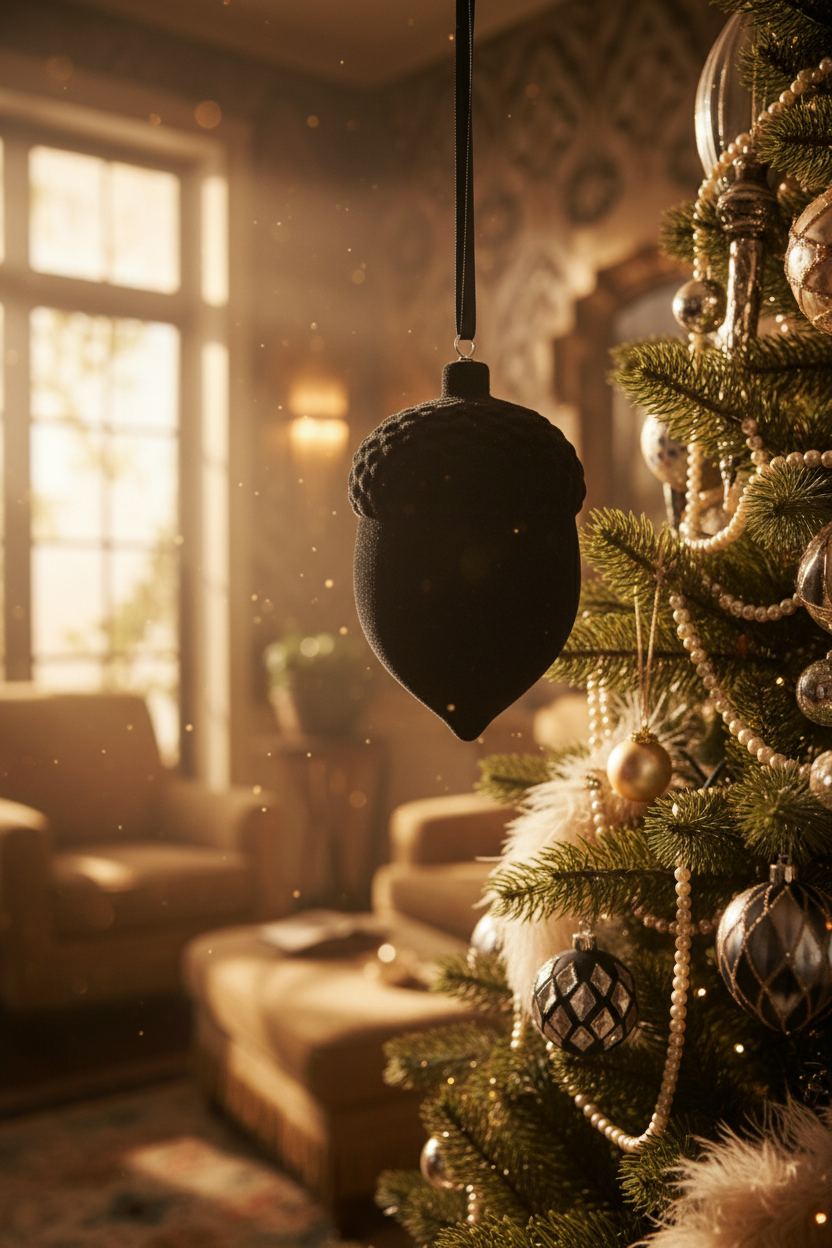 Black Felt Acorn Ornament
