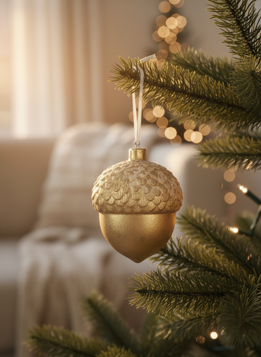 Gold Acorn Christmas Ornament