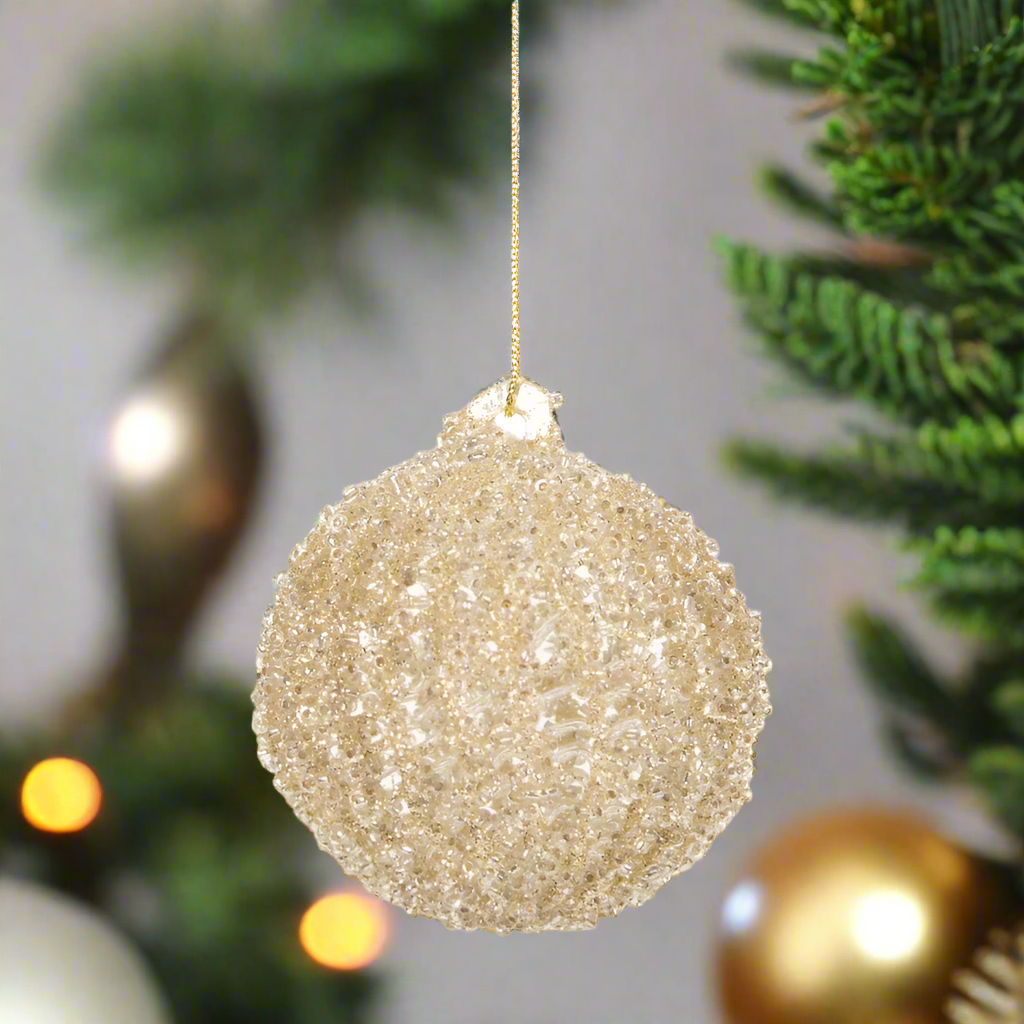 Gold Glitter Christmas Ball Ornament