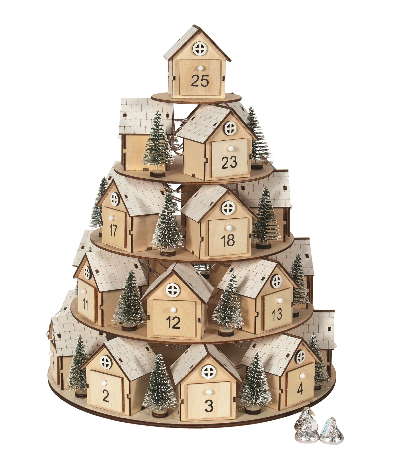 Wooden Stacked Houses Advent Calendar