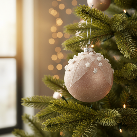 Sugared Gold Leaf Ball Ornament