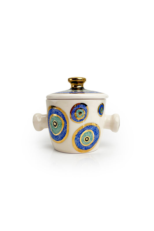 Evil Eye Canister With Gold Lid