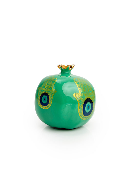 Turquoise Ceramic Pomegranate Gold Hand and Eye