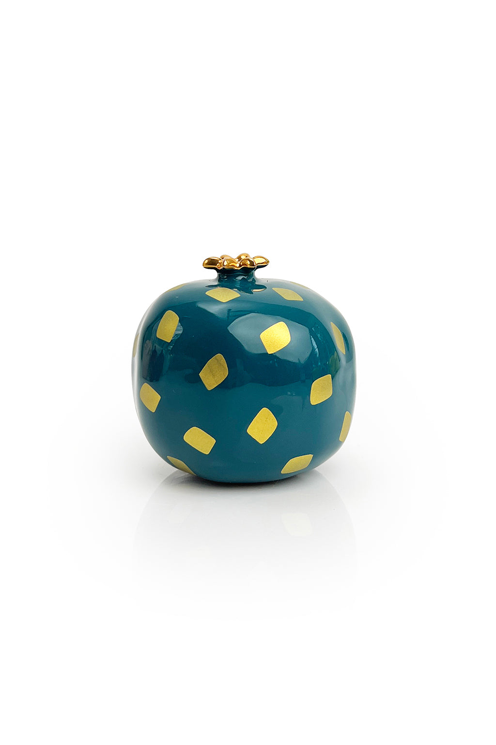 Dark Turquoise Ceramic Pomegranate Gold Dots