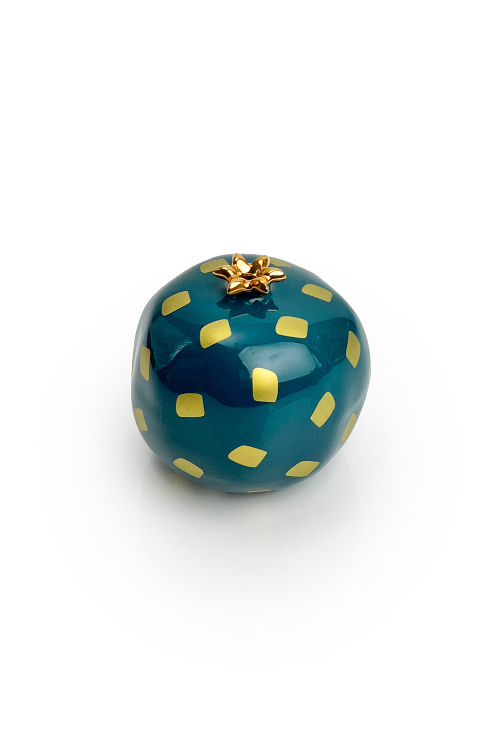 Dark Turquoise Ceramic Pomegranate Gold Dots