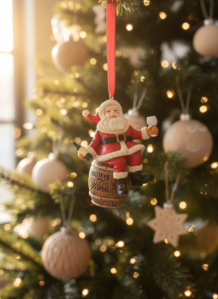 Santa I Believe In Wine Ornament